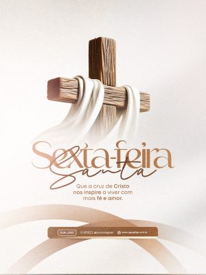 Sexta feira Santa Cruz de Cristo Fé e Amor Arte Religiosa PSD Editável