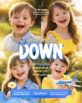 Dia Internacional da Síndrome de Down  Conscientização e Amor PSD Editável