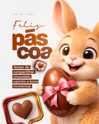 Social Media Feliz Páscoa Tempo de Compartilhar PSD Editável
