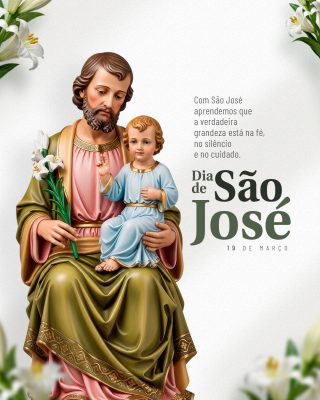 Dia de São José 19 de Março Fé Silêncio Cuidado Template PSD Editável