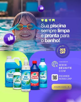 Piscina Limpa e Pronta Para o Banho Com 30% OFF PSD Editável