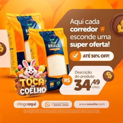 Na Toca do Coelho Aqui Cada Corredor Esconde Uma Super Oferta 50% OFF PSD Editável