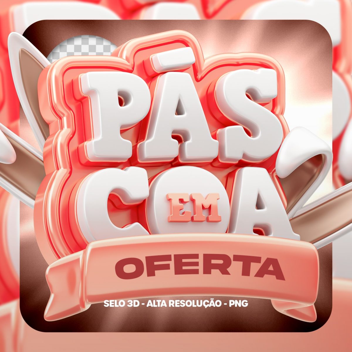 Páscoa Em Ofertas Selo 3D PSD 