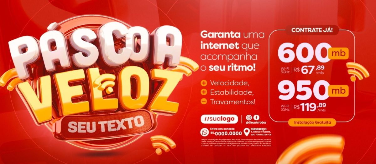 Páscoa Veloz Internet Oferta Garanta Uma Internet Que Acompanha Seu Ritmo Banner PSD Editável