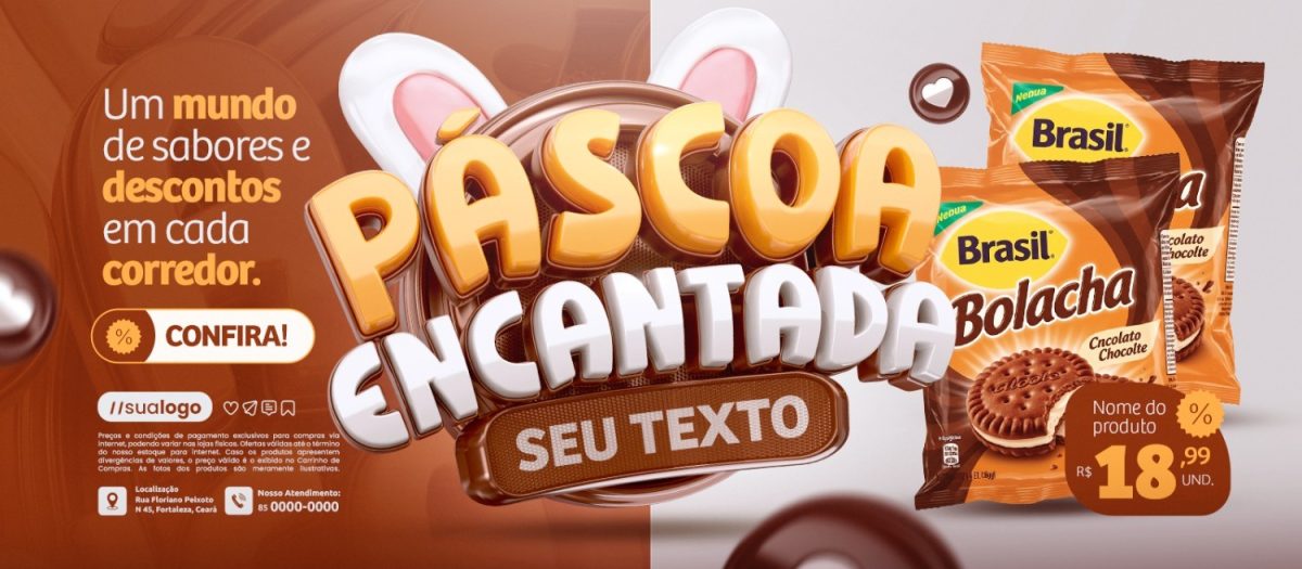 Páscoa Encantada Um Mundo de Sabores e Descontos PSD Editável