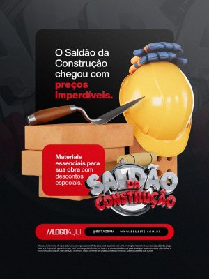 Saldão da Construção Materiais Essenciais Preços Imperdíveis PSD Editável