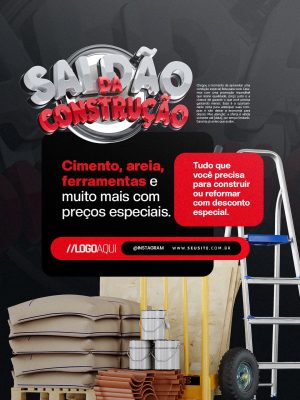 Saldão da Construção Materiais com Desconto Especial Tudo Que Você Precisa PSD Editável