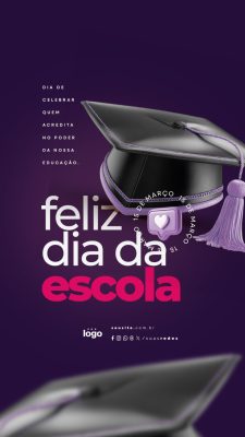 Dia da Escola 15 de Março Celebre a Educação PSD Editável