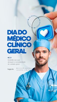 Story Dia do Médico Clinico Geral 16 de Março Gratidão PSD Editável