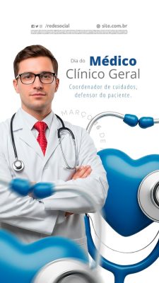 Story Dia do Médico Clinico Geral 16 de Março Coordenador  de Cuidados PSD Editável