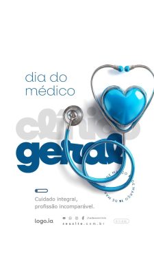 Story Dia do Médico Clinico Geral 16 de Março Cuidado Integral Profissão Incomparável PSD Editável