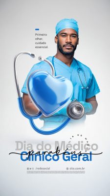 Story Dia do Médico Clinico Geral 16 de Março Primeiro Olhar Cuidado Essencial PSD Editável