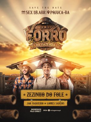 Flyer Forrozinho na Fazenda Social Media Feed PSD Editável