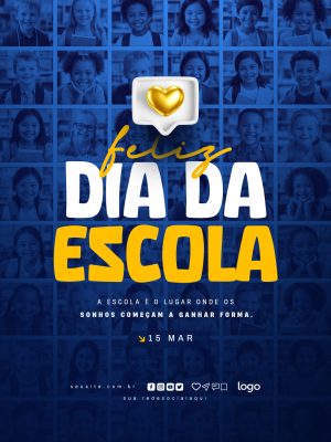 Dia da Escola 15 Mar Mensagem Educacional PSD Editável