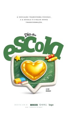 Dia da Escola Celebrando a Educação PSD Editável