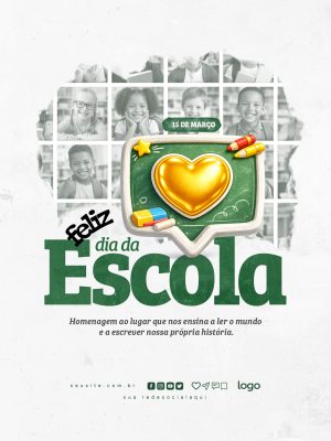 Dia da Escola 15 de Março Celebração Especial PSD Editável