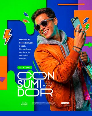 Dia Consumidor 15 de Março Mensagem de Agradecimento PSD Editável