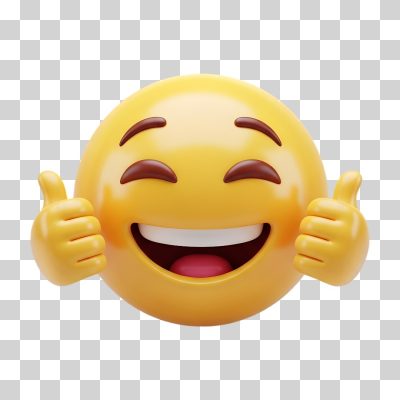 Emoji Polegar para Cima Sorrindo Feliz Animação 3D PNG Transparente