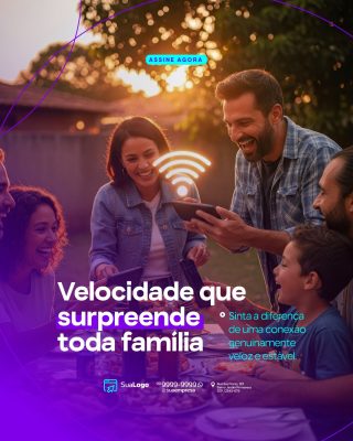Família Recebendo Conexão Rápida Sinal WiFi ASSINE AGORA PSD Editável