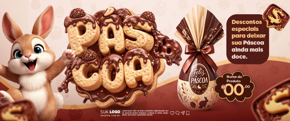 Páscoa Descontos Especiais Pra Deixar Sua Páscoa Doce PSD Editável