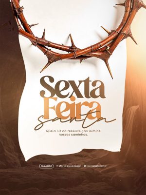 Páscoa Sexta-Feira Santa Coroa de Espinhos PSD Editável
