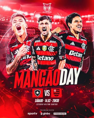 Futebol Mangão Day Botafogo vs Flamengo Banner Jogo PSD Editável