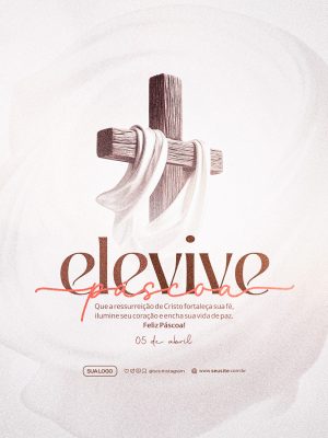 Feliz Páscoa Ele vive Ressurreição de Cristo Fé e Paz PSD Editável