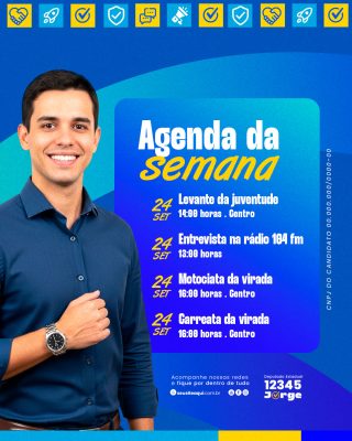 Agenda da Semana Levante da Juventude Entrevista na Rádio Template PSD Editável