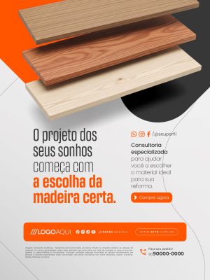 Madeireira Escolha da Madeira Certa Para o Projeto dos Sonhos PSD Editável