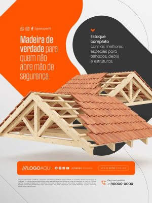 Madeireira Madeira para Telhados e Estruturas PSD Editável