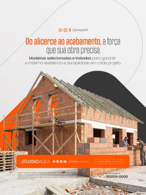 Madeireira Construção Do Alicerce ao Acabamento a Força Que Sua Obra Precisa PSD Editável