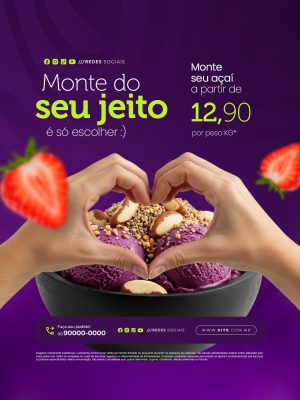 Açaiteria Açaí Monte do Seu Jeito PSD Editável