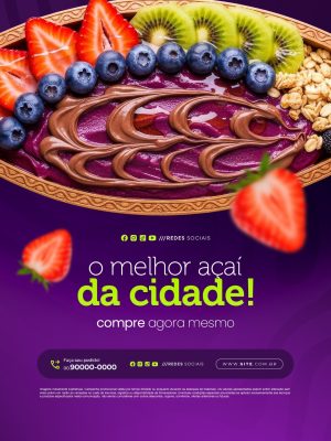 Açaiteria o Melhor Açaí da Cidade Compre Agora Mesmo PSD Editável