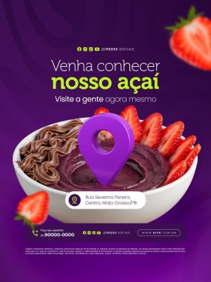 Açaiteria Venha Conhecer Nosso Açaí PSD Editável