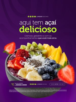 Açaiteria Aqui Tem Açaí Delicioso PSD Editável
