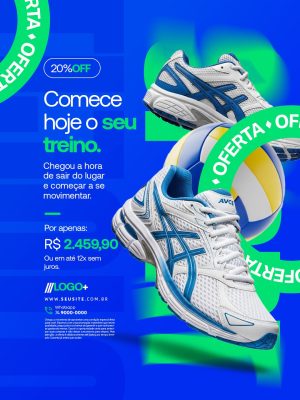  Loja de Material Esportivo Comece Hoje o Seu Treino Oferta 20% Off PSD Editável
