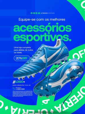  Loja de Material Esportivo Acessórios Esportivos 20% OFF Oferta Imperdível PSD Editável