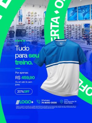 Loja de Material Esportivo Oferta Tudo Para Seu Treino 20% OFF PSD Editável