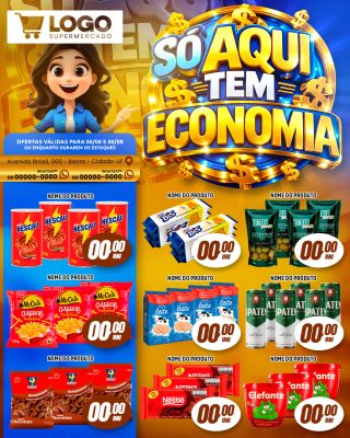 Ofertas Destaque Supermercado So Aqui Tem Economia Promocao PSD Editável