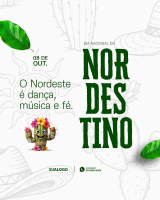 Dia Nacional do Nordestino Festival 08 Outubro PSD Editável
