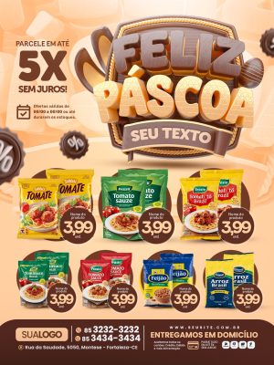 Tabloide Feliz Páscoa Parcele Em até 5x Sem Juros PSD Editável