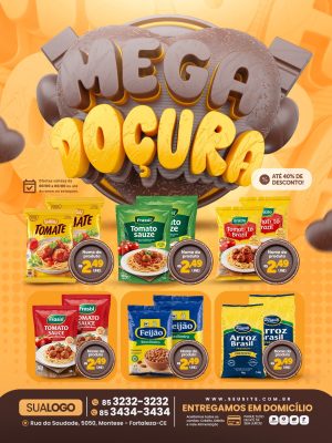 Tabloide Mega Doçura Ofertas e Promoções PSD Editável