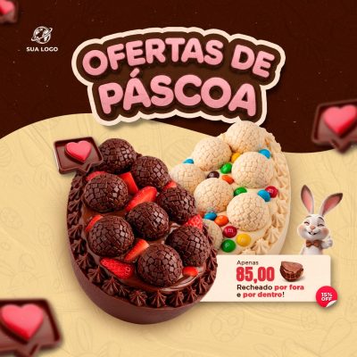 Páscoa Ofertas de Páscoa Ovo Recheado por Fora e por Dentro PSD Editável