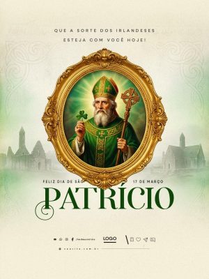 Feliz Dia de São Patrício 17 de Março Sorte dos Irlandeses PSD Editável