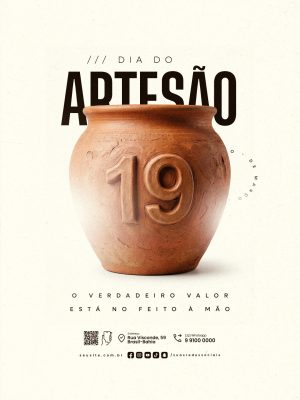 Dia do Artesão 19 de Março Valor no Feito à Mão PSD Editável