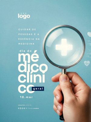 Dia do Médico Clínico Geral 16 Março Essência da Medicina PSD Editável