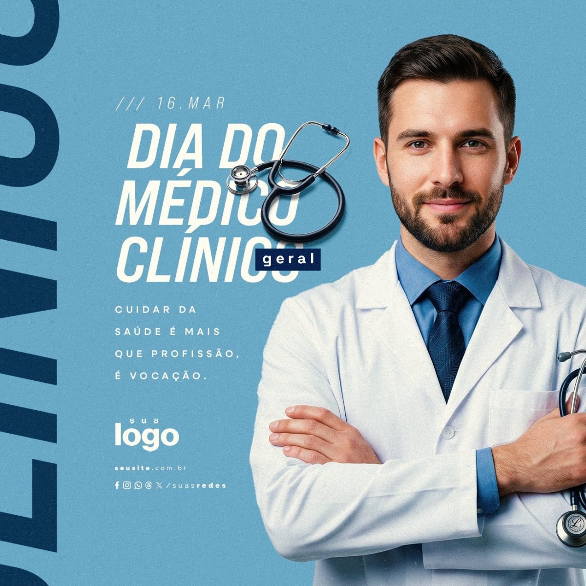 Dia do Médico Clínico Geral 16 de Março PSD Editável