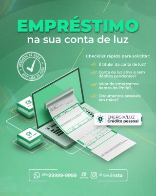 Empréstimo na Sua Conta de Luz Crédito Pessoal Rápido PSD Editável