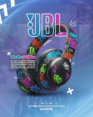 JBL Street Edition Fone Ouvido Grafite Azul Rosa PSD Editável