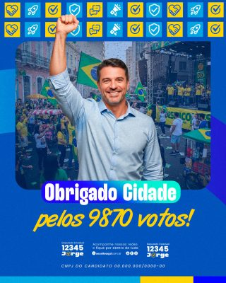Agradecimento Eleitoral Obrigado  Pelos  Votos Template PSD Editável Campanha Politica